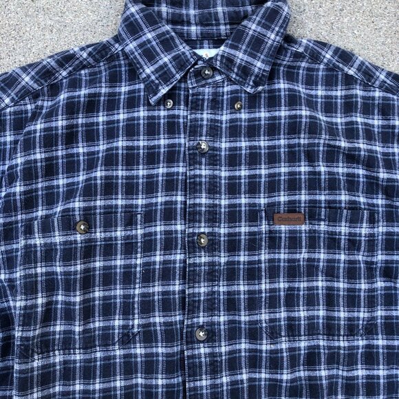 Vintage CARHARTT Button Up Flannel Shirt MEDIUM Men's Plaid Blue Long Sleeve - Picture 3 of 11